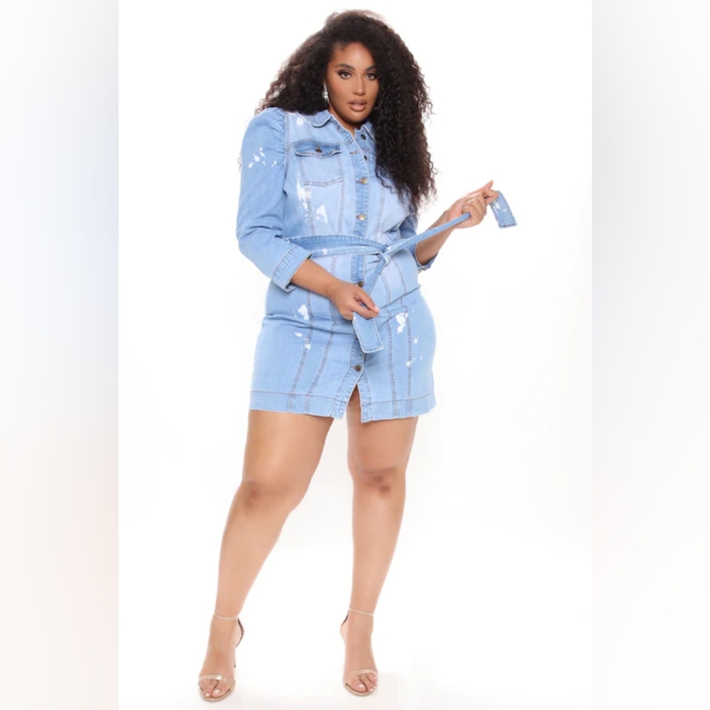 Denim jean puff sleeve dress SZ 3X